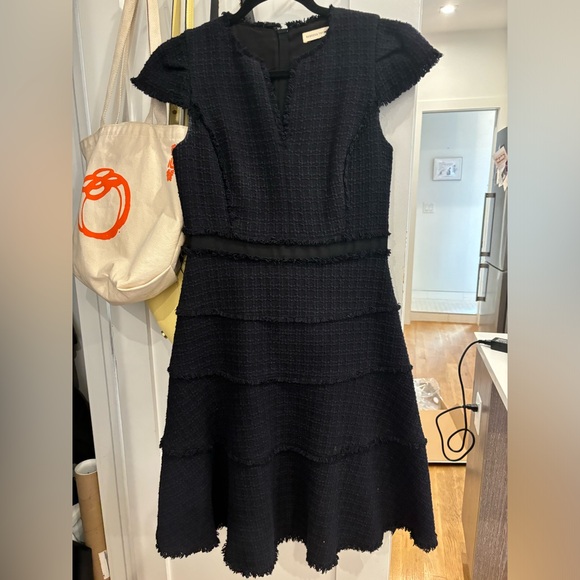 Rebecca Taylor Tweed Dress Navy/Black Size 2 - Picture 3 of 6